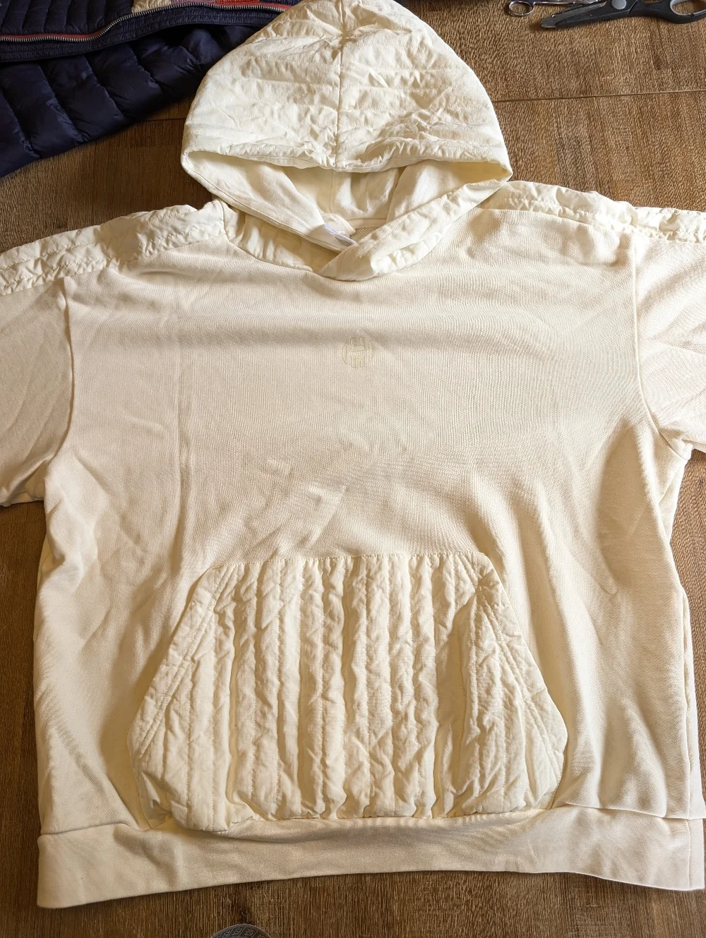 ADIDAS Harden Quilted Basketball French Tery Hoodie In Ivory Size L